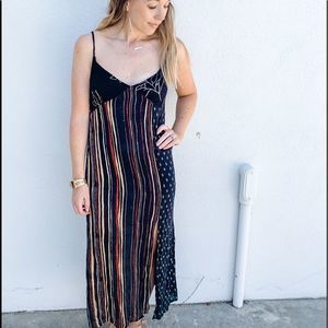 Urban Outfitters Linen Maxi Dress Brown & Black XS
